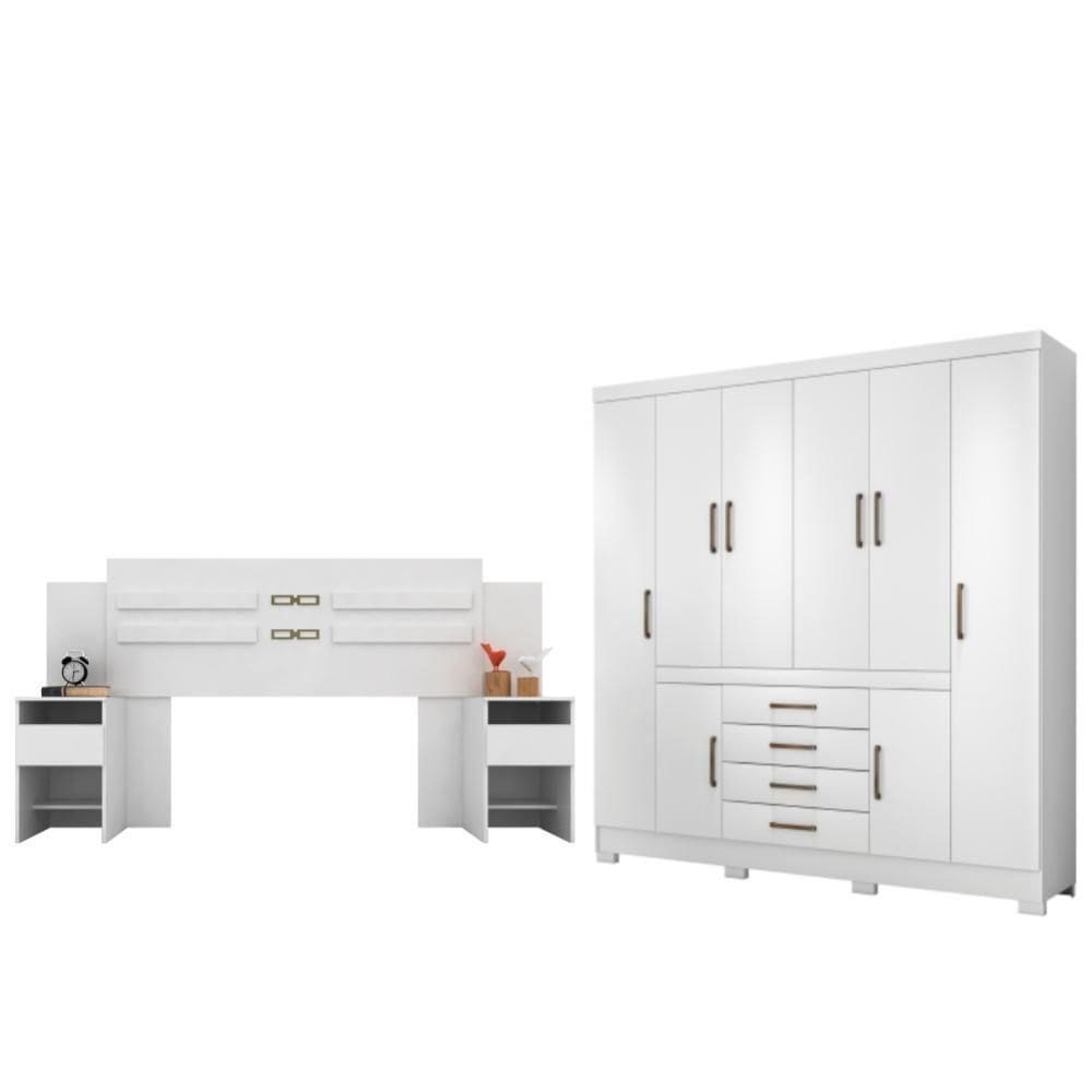 Conjunto Cabeceira E Guarda Roupa Casal Trieste Amendola