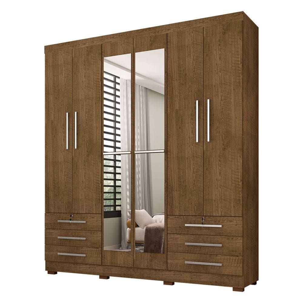 Guarda Roupa Casal Londres 6 Portas 6 Gavetas Com Espelho Malbec Incorplac