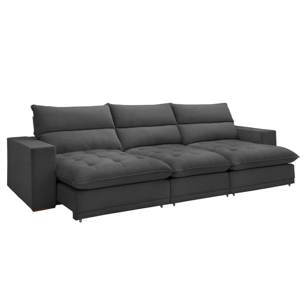 Sofá Retrátil E Reclinável Martinho Boucle Cinza 4,10m