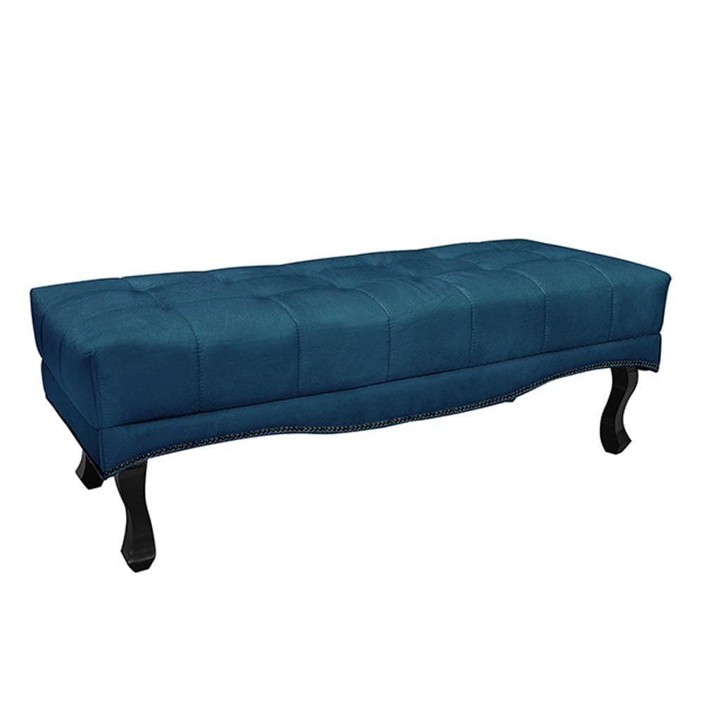 Recamier 160cm Loewe Veludo Pés De Madeira Azul Marinho