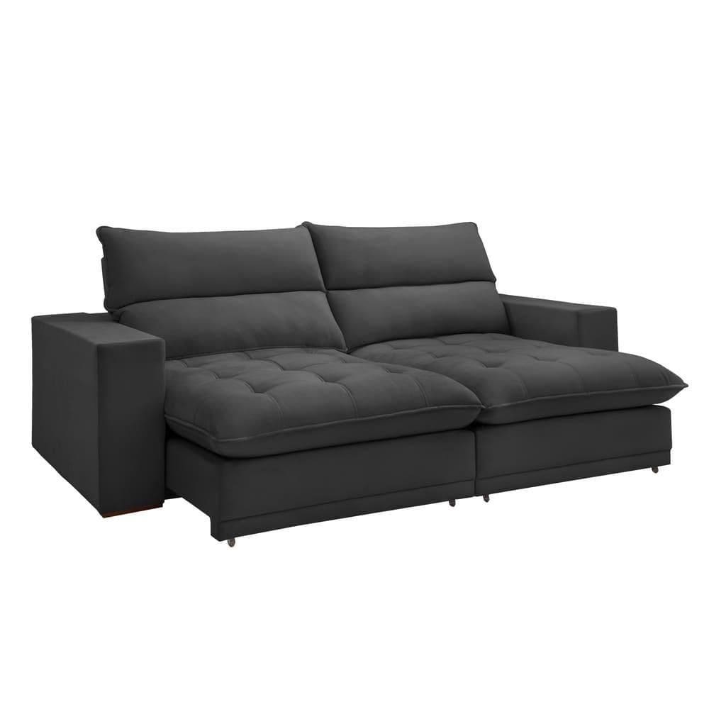 Sofá Retrátil E Reclinável Martinho Boucle Cinza 2,10m