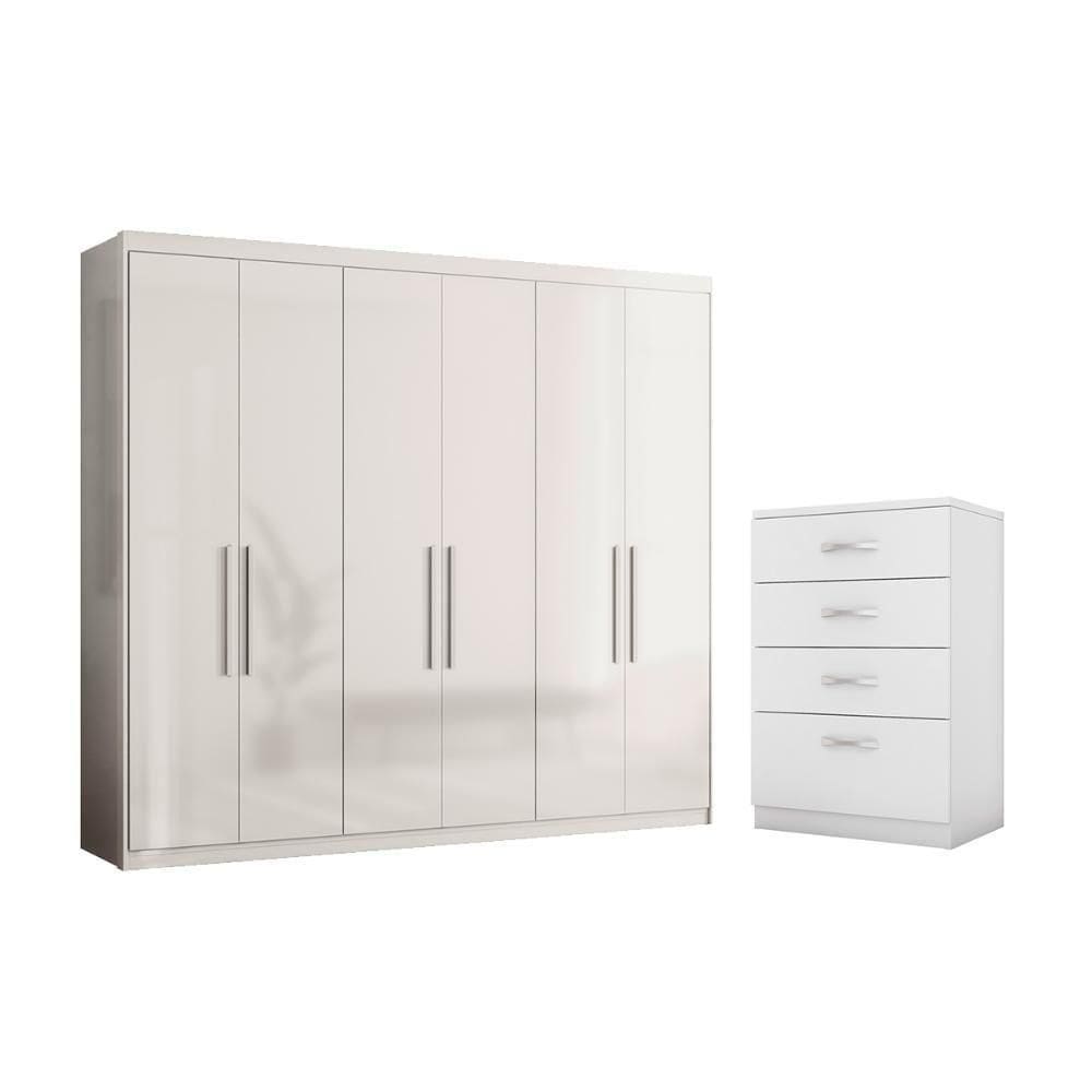 Cômoda E Guarda Roupa Flórida Branco