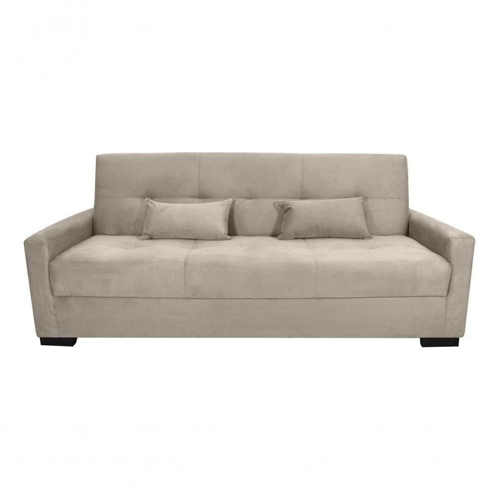 Sofá Cama Lavínia 3 Lugares Suede Bege Matrix