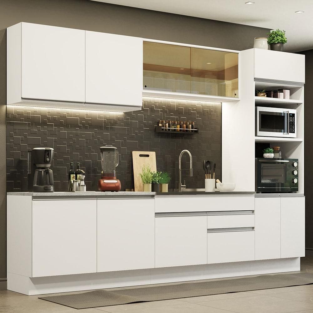 Cozinha Completa 310001 Com Armário E Balcão Branco Branco