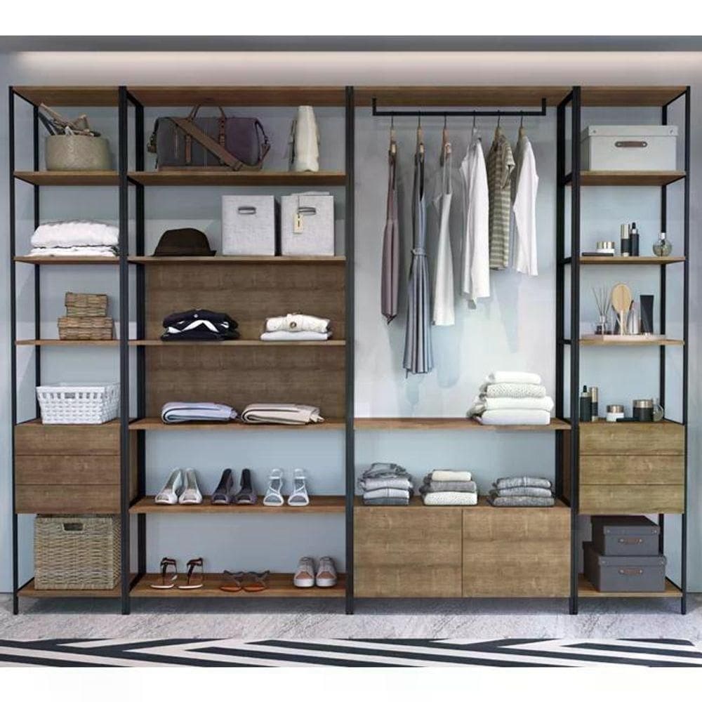 Conjunto Estantes Para Closet 27804 Vermont Preto Fosco