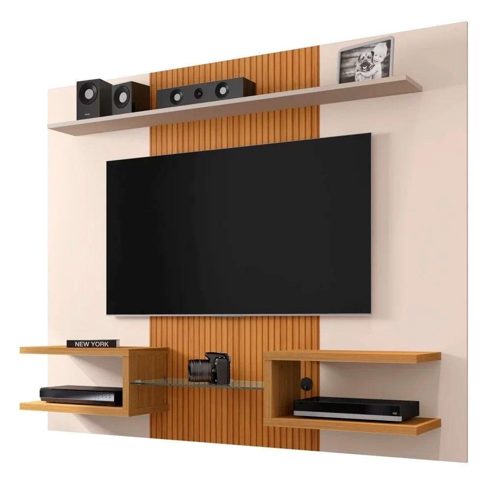 Painel Para Tv Até 55" Atlas Off White/cinamomo/ripado