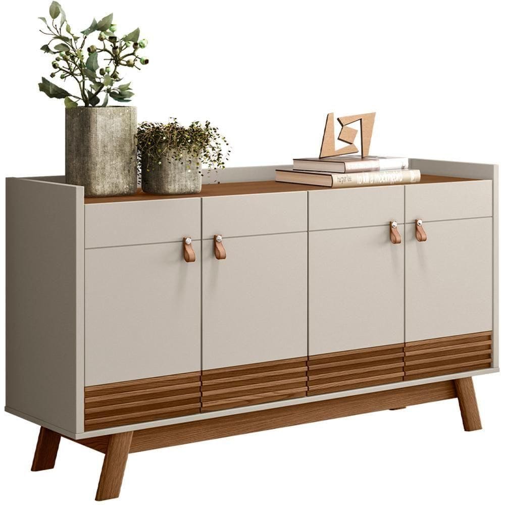 Aparador Buffet De Jantar 160 Cm 04 Portas Freijó Off White