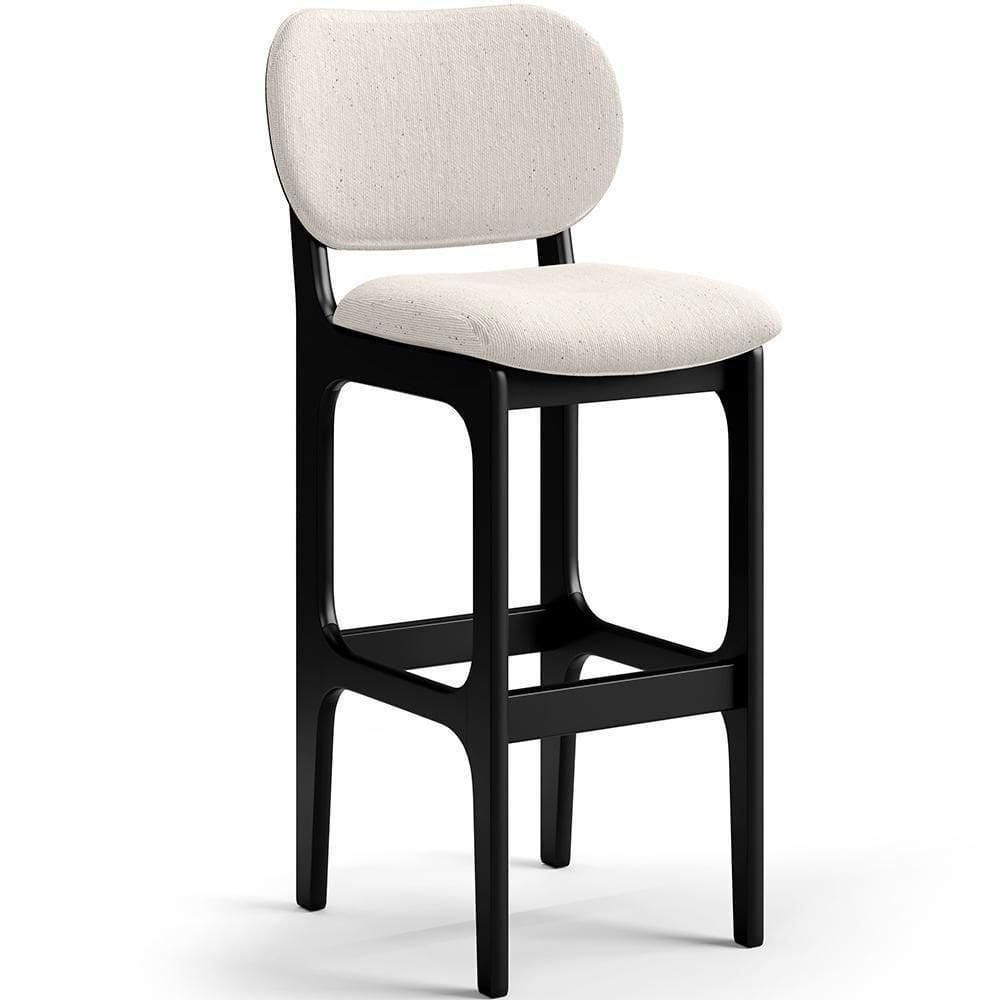 Banqueta Alta Bar Cozinha Fixa Betta L02 Preto Linho Cru