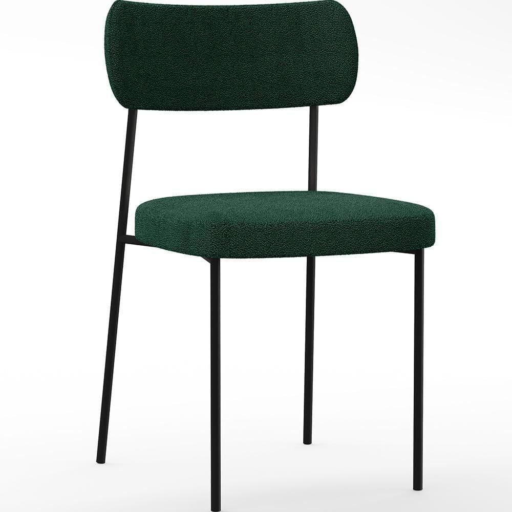 Cadeira Estofada De Jantar Melina L02 Bouclê Verde