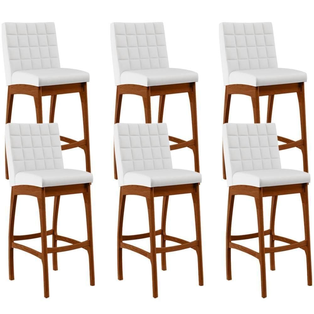 Kit 06 Banquetas Altas Mila Facto Branco Fosco