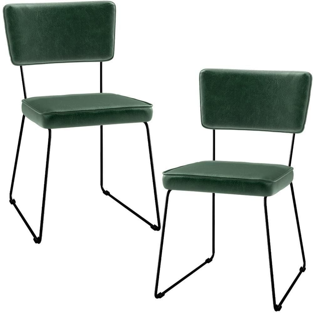 Kit 2 Cadeiras Estofada Sala De Jantar Verde Musgo