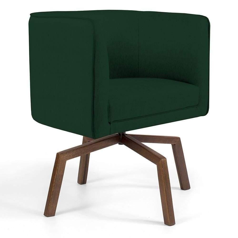 Poltrona Giratória Base Ka Veludo Verde Musgo C-303