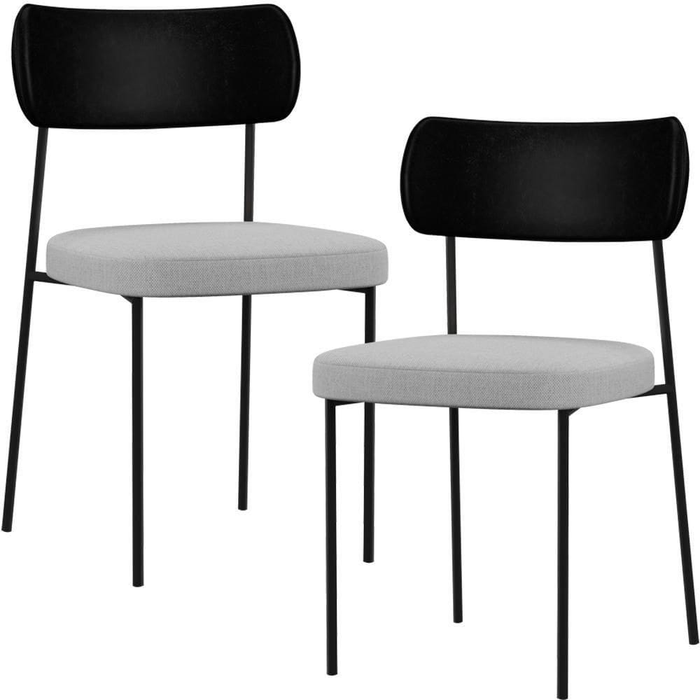 Kit 02 Cadeiras Sala De Jantar L02 Preto Cinza