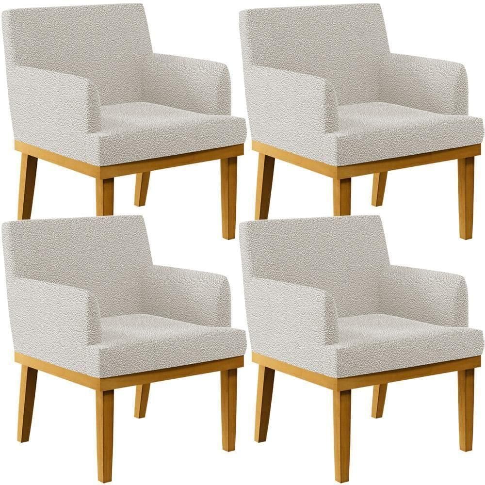 Kit 4 Poltronas E Recepção W01 Bouclê Creme