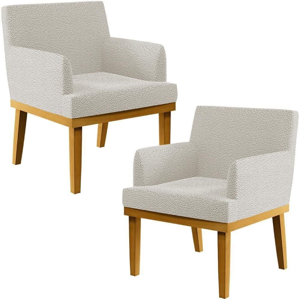 Kit 2 Poltronas E Recepção W01 Bouclê Creme