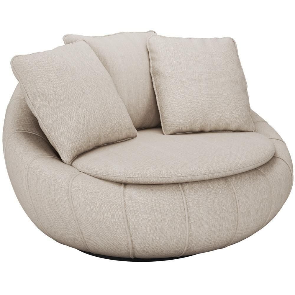 Poltrona Giratória Kira M03 Linho Bege