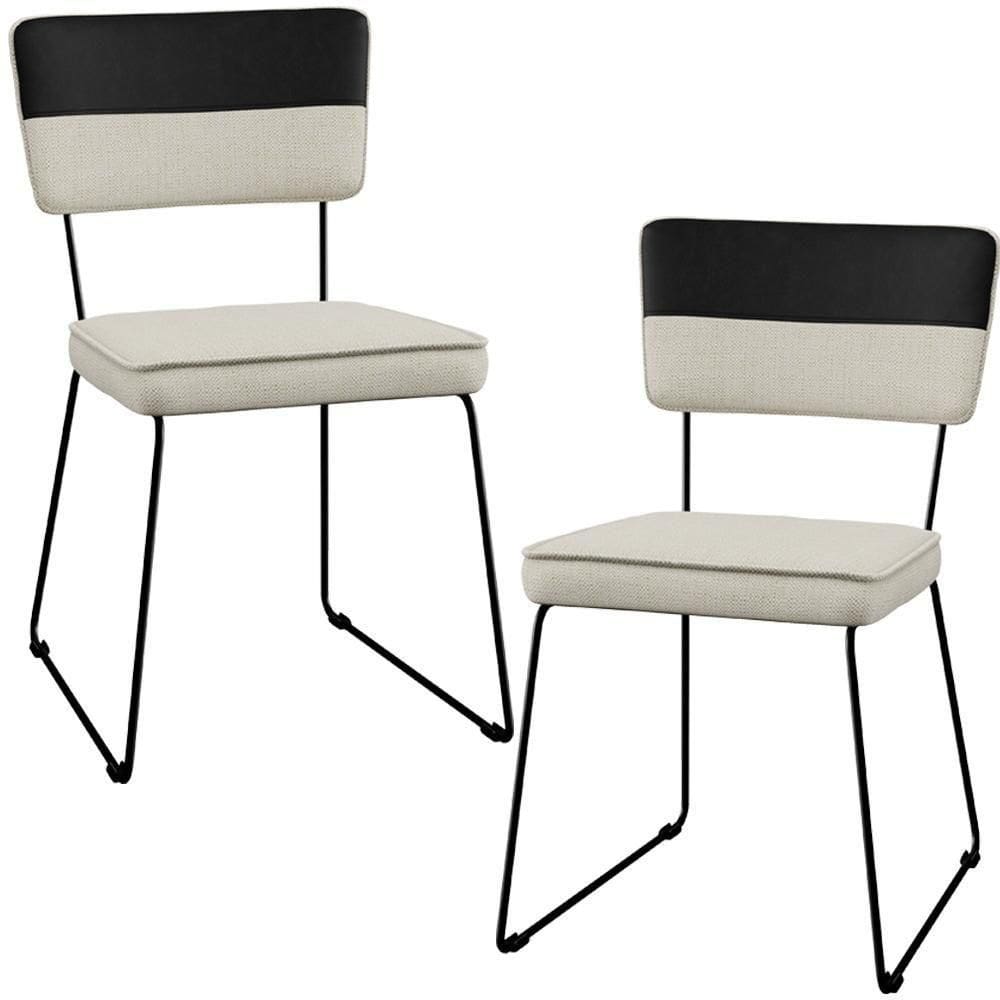 Kit 02 Cadeiras Allana L02 Faixa Preto Champagne