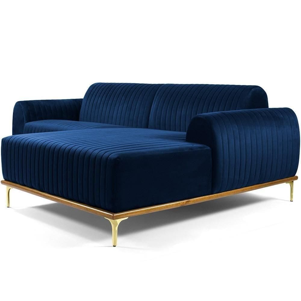 Sofá 4 Lugares Com Chaise Molino 255 Cm Azul Oxford C-304