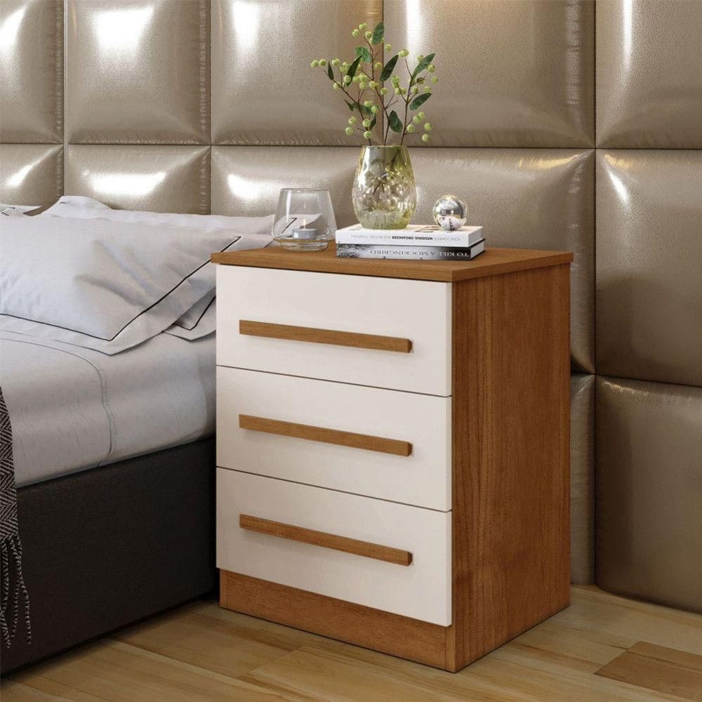 Mesa De Cabeceira Império Benetil Cinamomo Com Off White