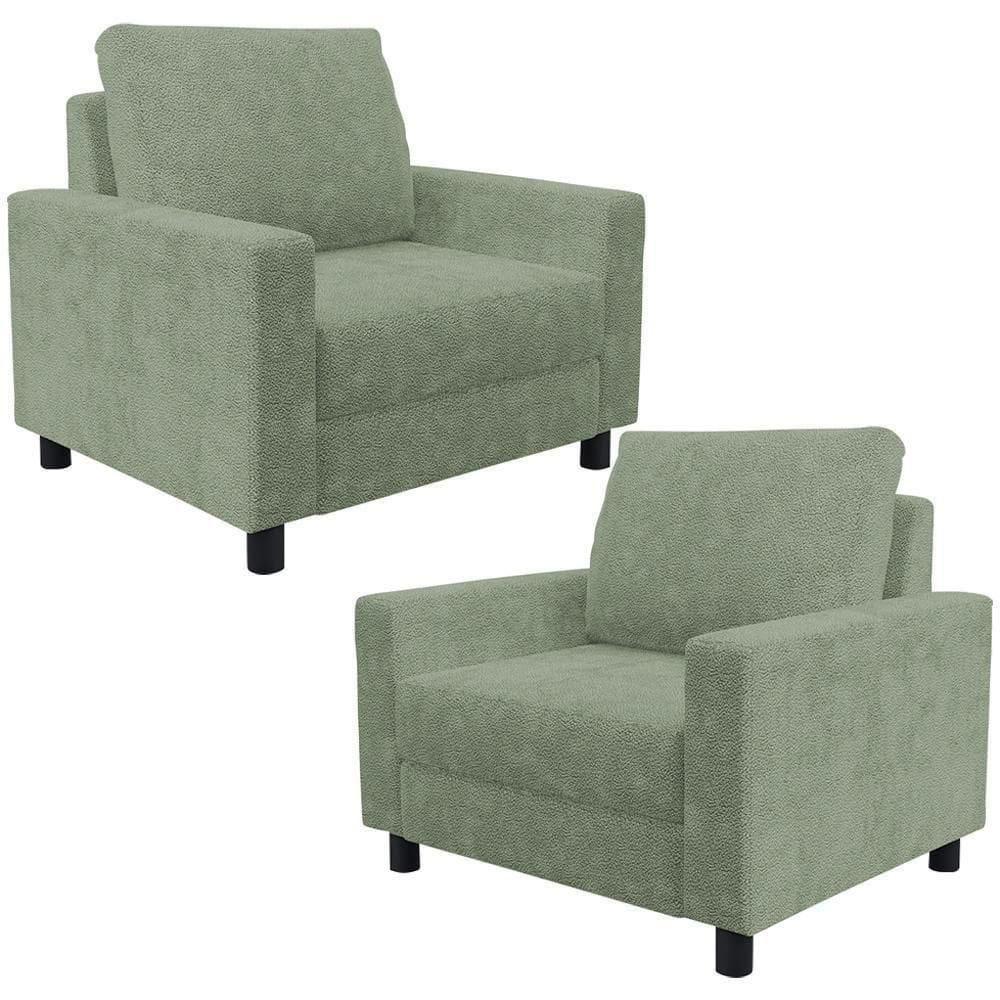 Kit 02 Poltronas Decorativa Para Sala De Estar E Recepção Malta L02 Bouclê Oliva