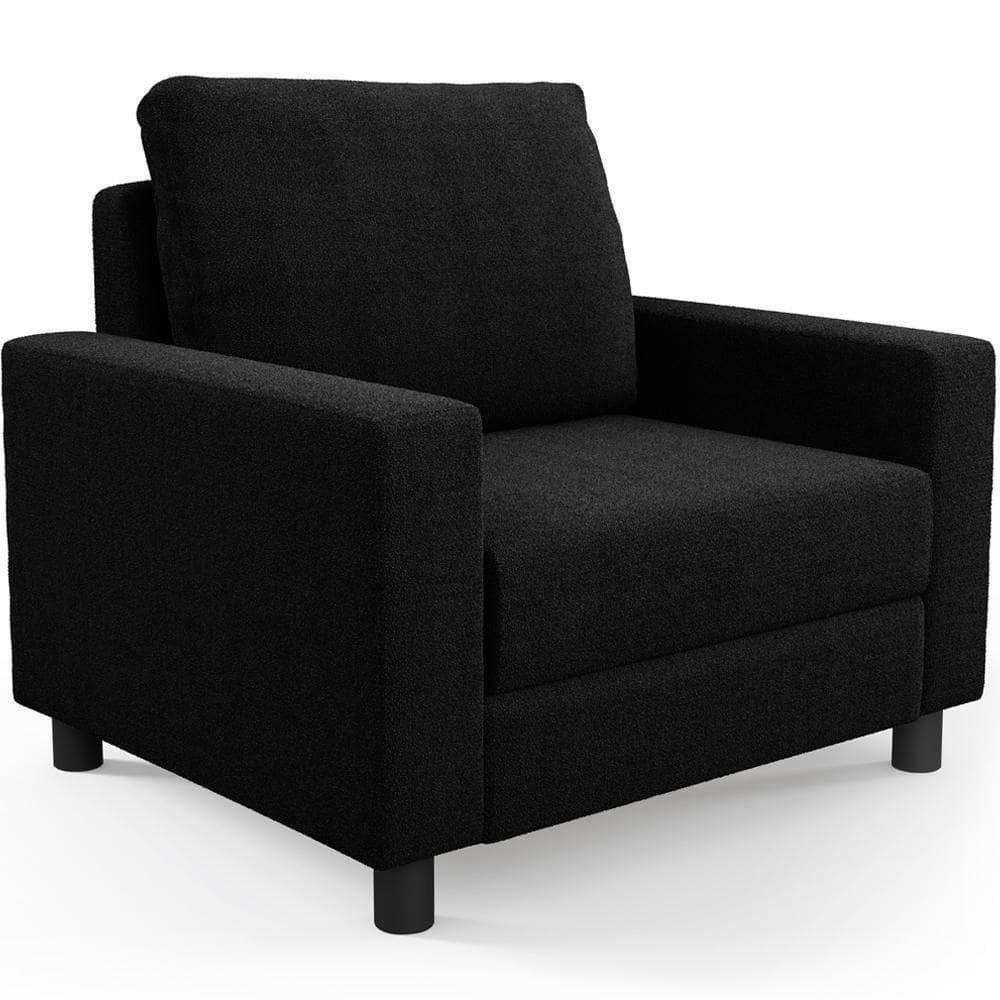 Kit 02 Poltronas Decorativa Para Sala De Estar E Recepção Malta L02 Bouclê Preto