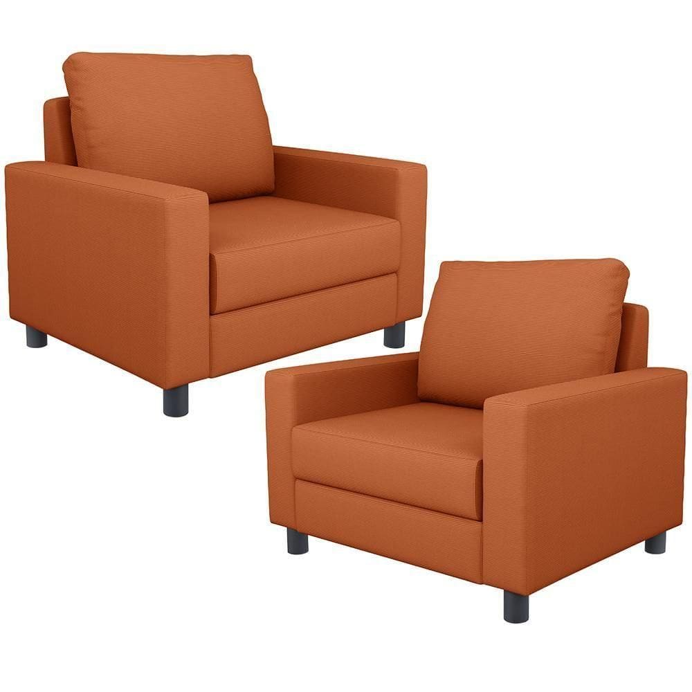 Kit 02 Poltronas Decorativa Para Sala De Estar E Recepção Malta L02 Tecido Terracota