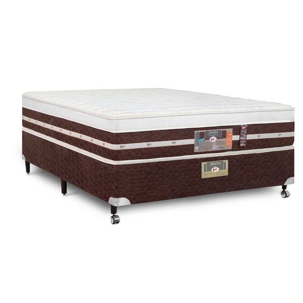 Cama Box + Colchão Castor Casal Silver Star Air One Face Hibrido 138x188x59cm