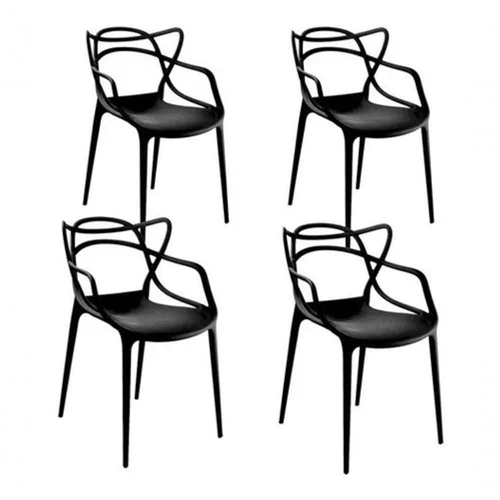 Conjunto Com 4 Cadeira Allegra Solna Masters Pretas