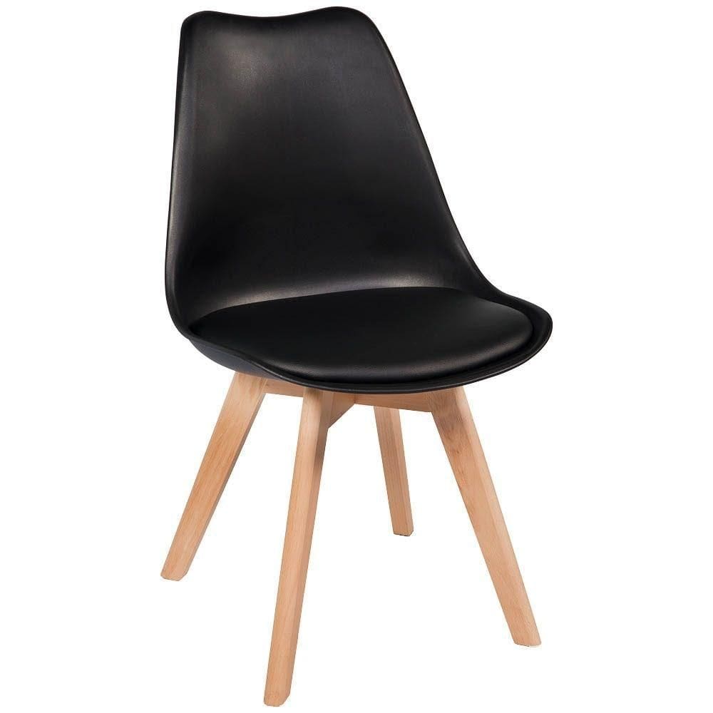Cadeira Charles Eames Estofada Base Madeira Preta