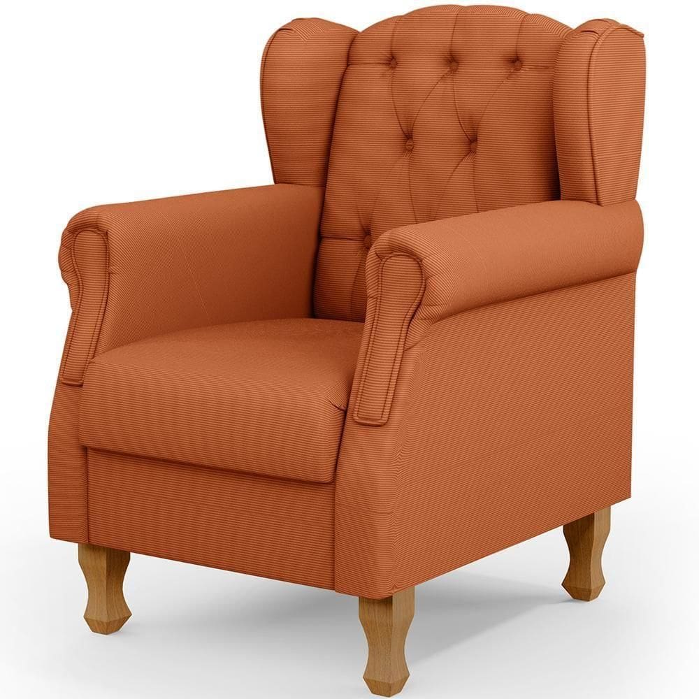 Poltrona Decorativa Para Sala De Estar Yara P02 Tecido Terracota