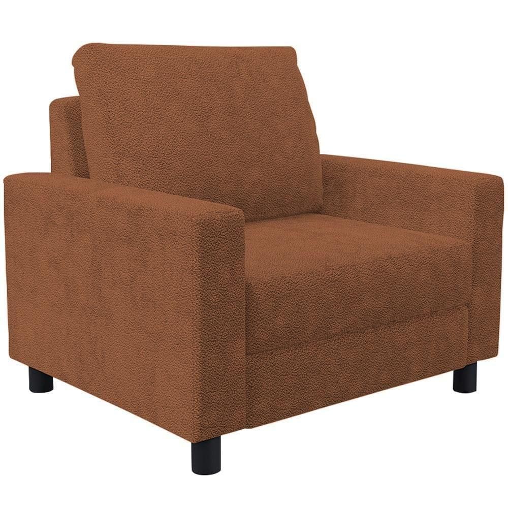 Poltrona Decorativa Para Sala De Estar E Recepção Malta L02 Bouclê Terracota