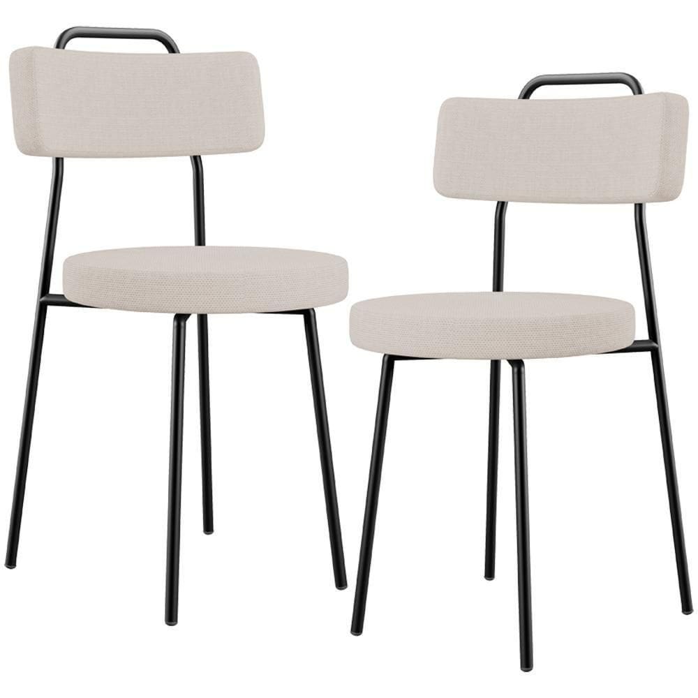 Kit 02 Cadeiras Decorativas Estofada Para Sala De Jantar Barcelona L02 Linho Bege