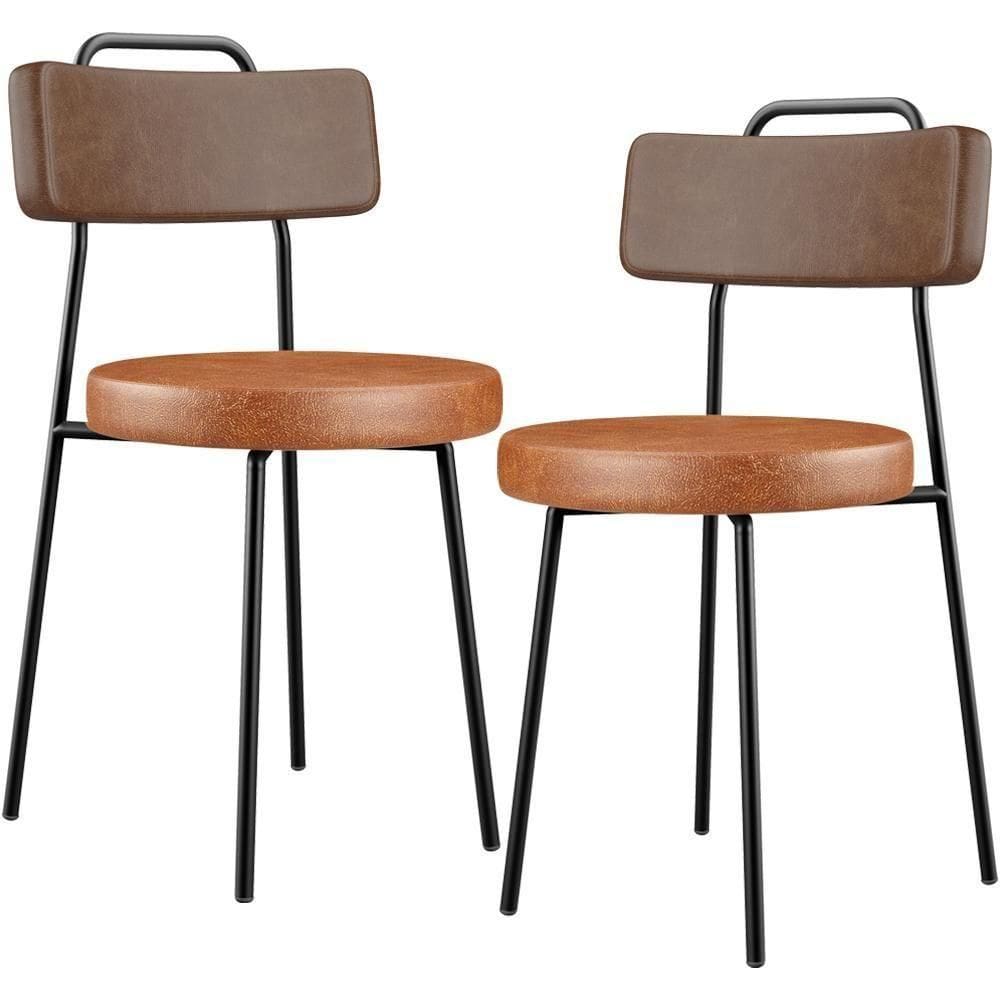 Kit 02 Cadeiras Decorativas Estofada Para Sala Jantar Barcelona L02 Couríssimo Marrom Camel