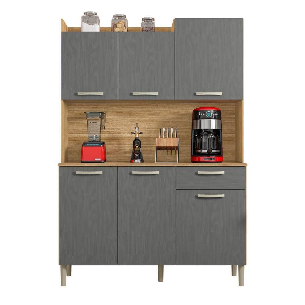 Armário Para Cozinha Com 6 Portas Bolonha Freijó Gris
