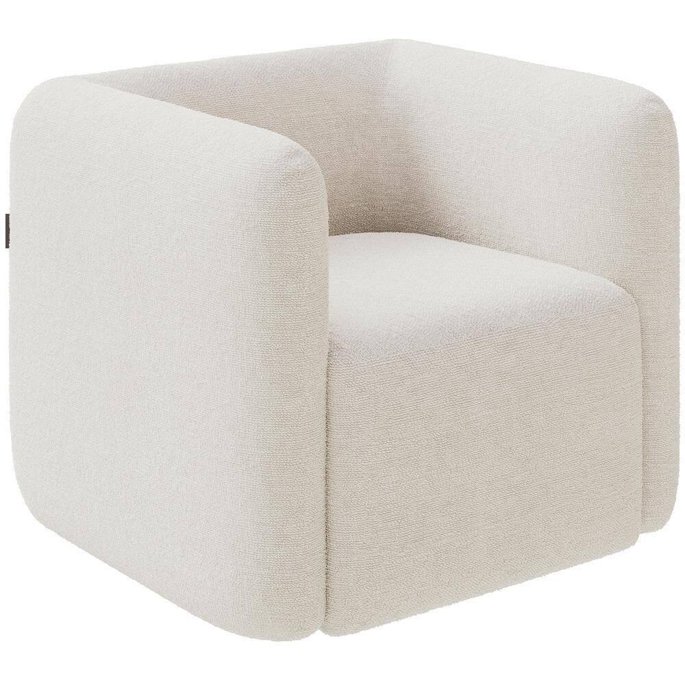 Poltrona Decorativa Para Sala De Estar Fixa Living Peônia K01 Bouclê Creme