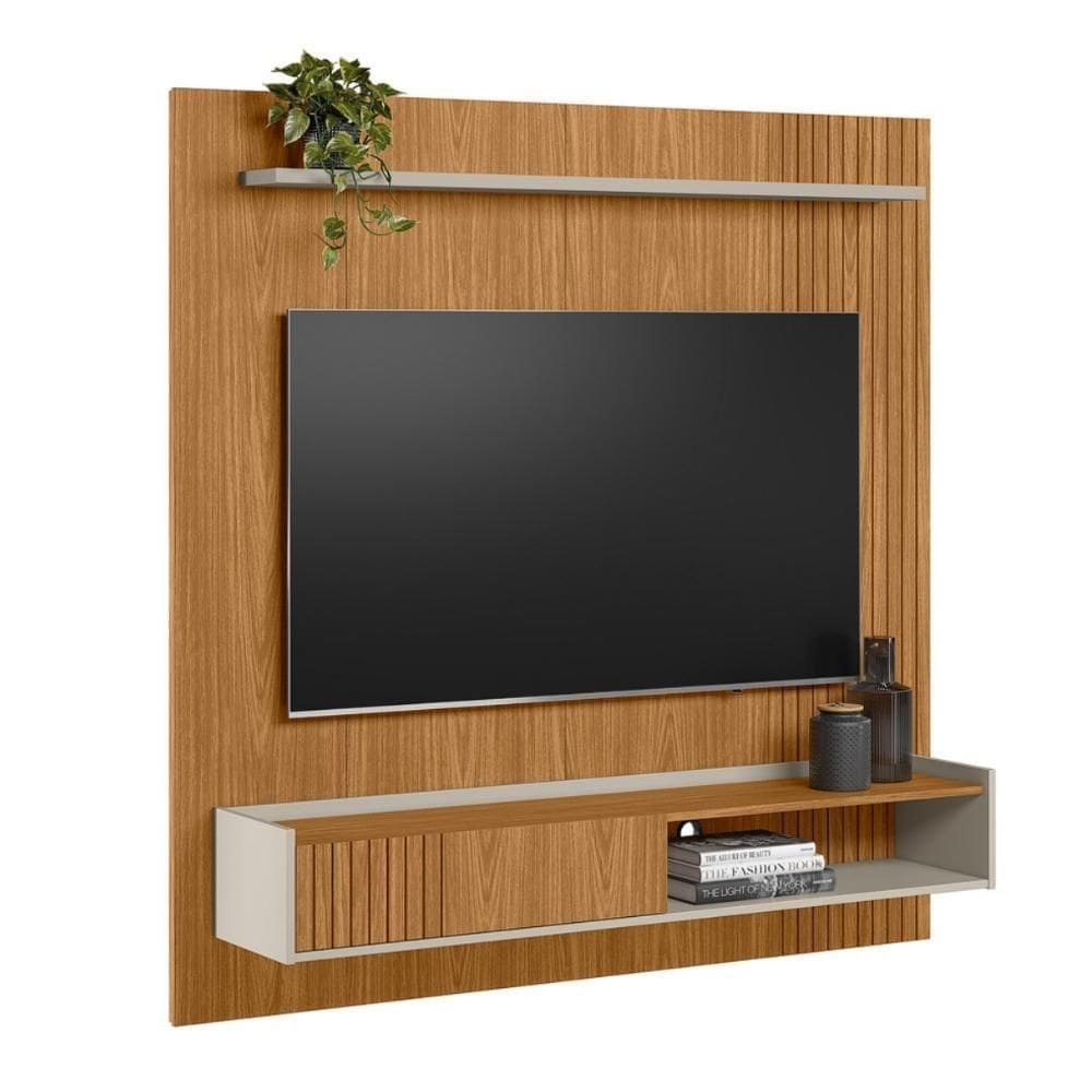 Painel Para Tv De 65 Polegadas Frisado Vigo Nature Off-white