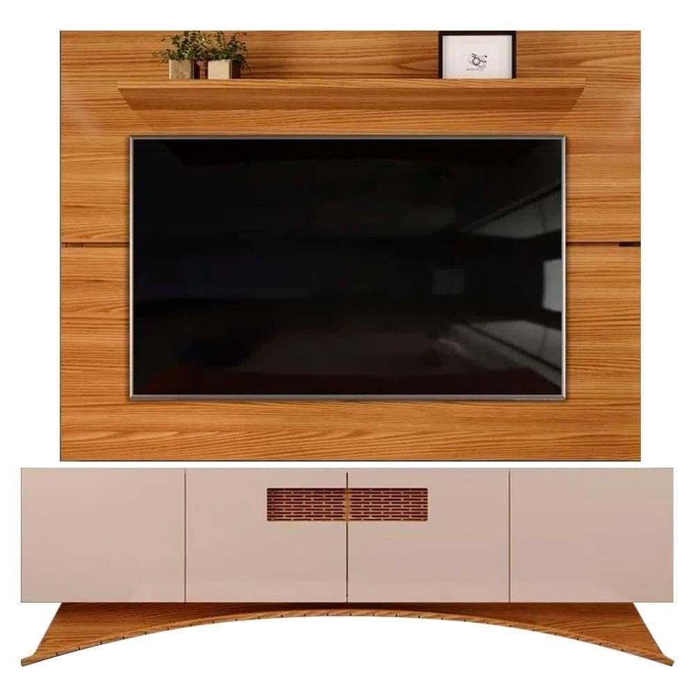 Rack Aurora 4 Portas com Painel para Tv até 70 Polegadas Vitório Carvalho 180cm