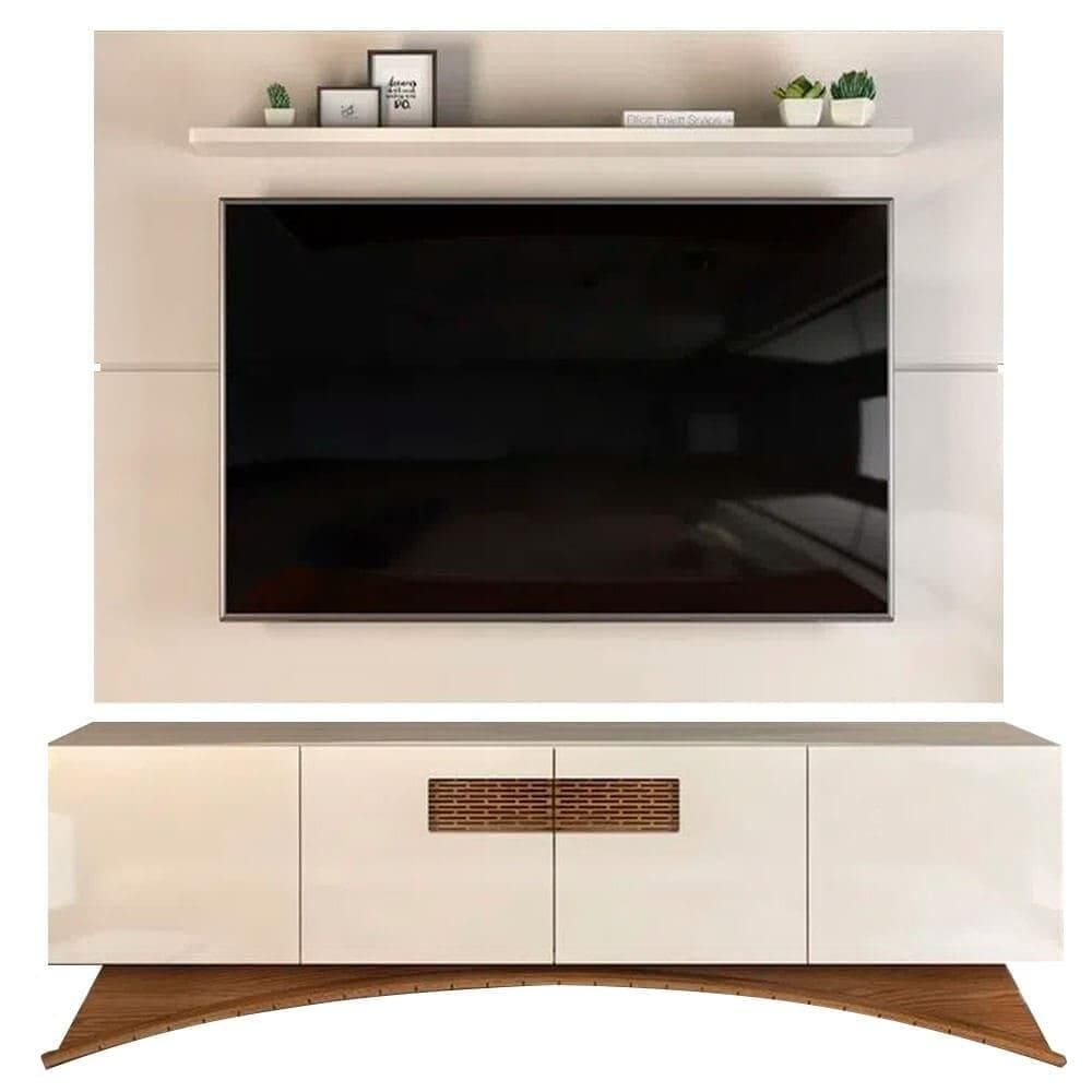 Rack Aurora 4 Portas com Painel para Tv até 70 Polegadas Vitório Off White 180cm