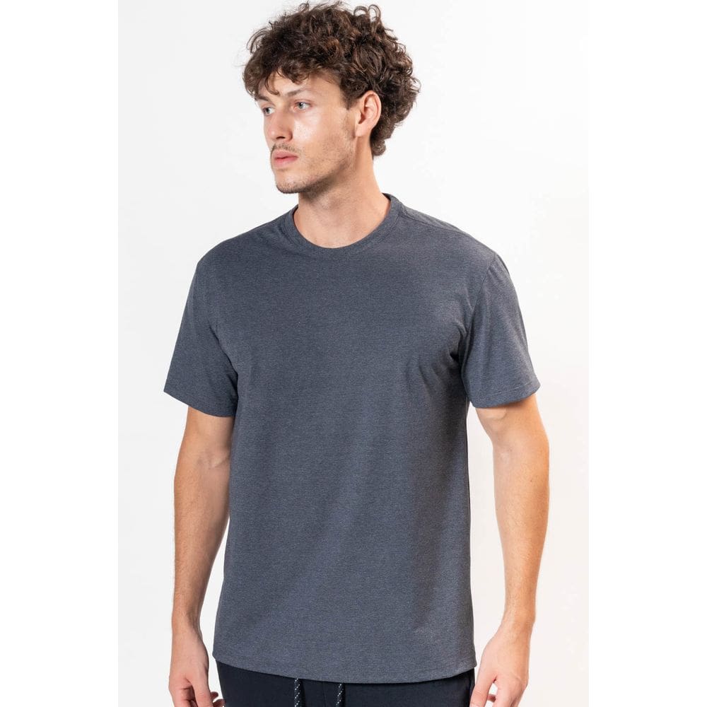 Camiseta Masculina Manga Curta Básica Premium Lisa Mescla Preto