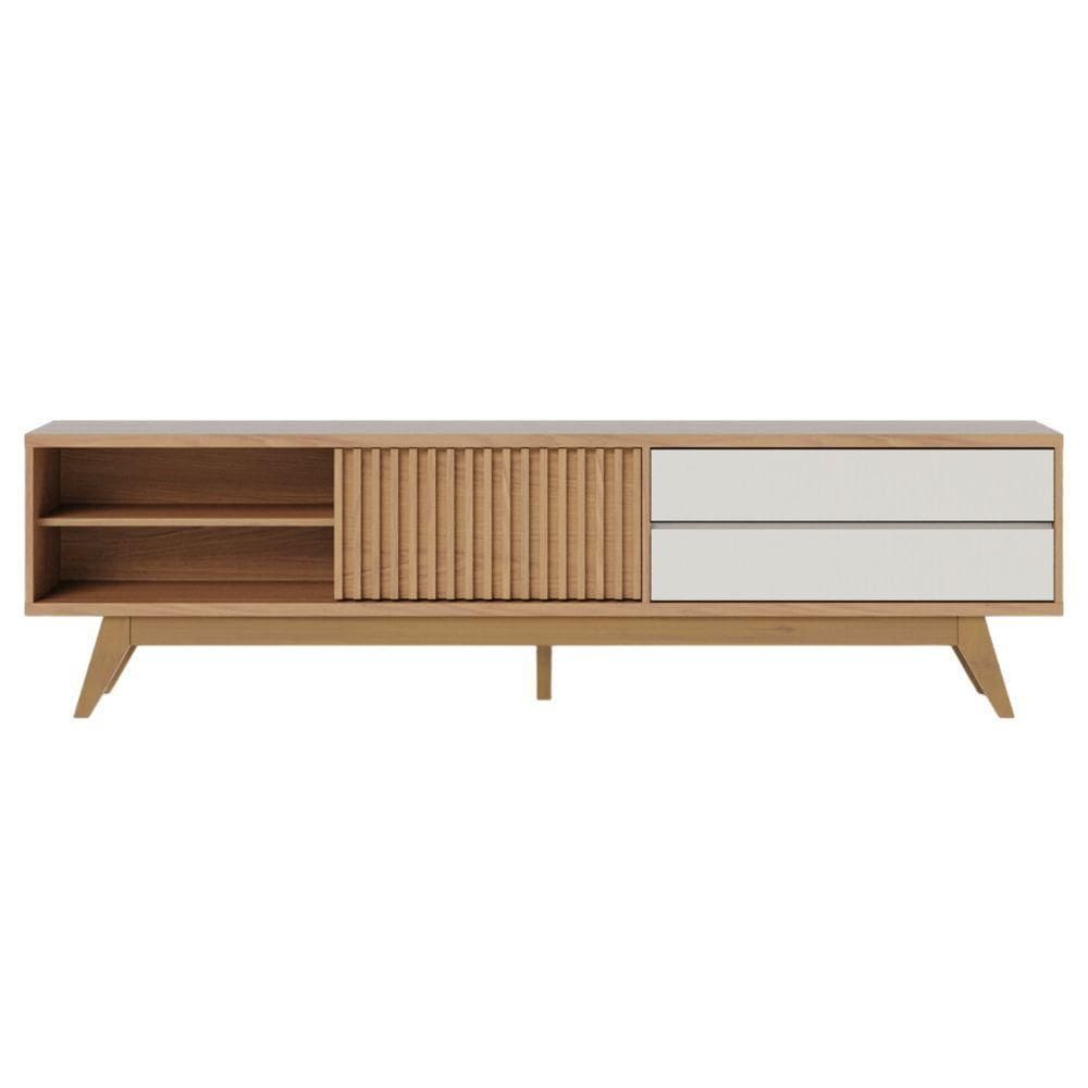 Rack Frisado Para Tvs 75 Calabria Freijó Off White Matte