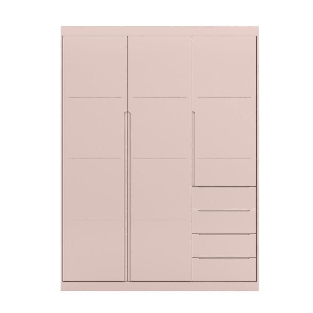 Guarda Roupa Infantil Com 3 Portas E 4 Gavetas Pérola Cor Rose Phoenix Baby