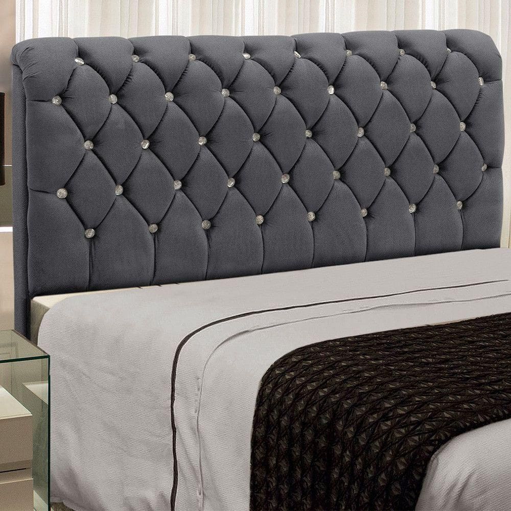Cabeceira Fernanda 1,60 Para Cama Box Queen - Veludo Chumbo