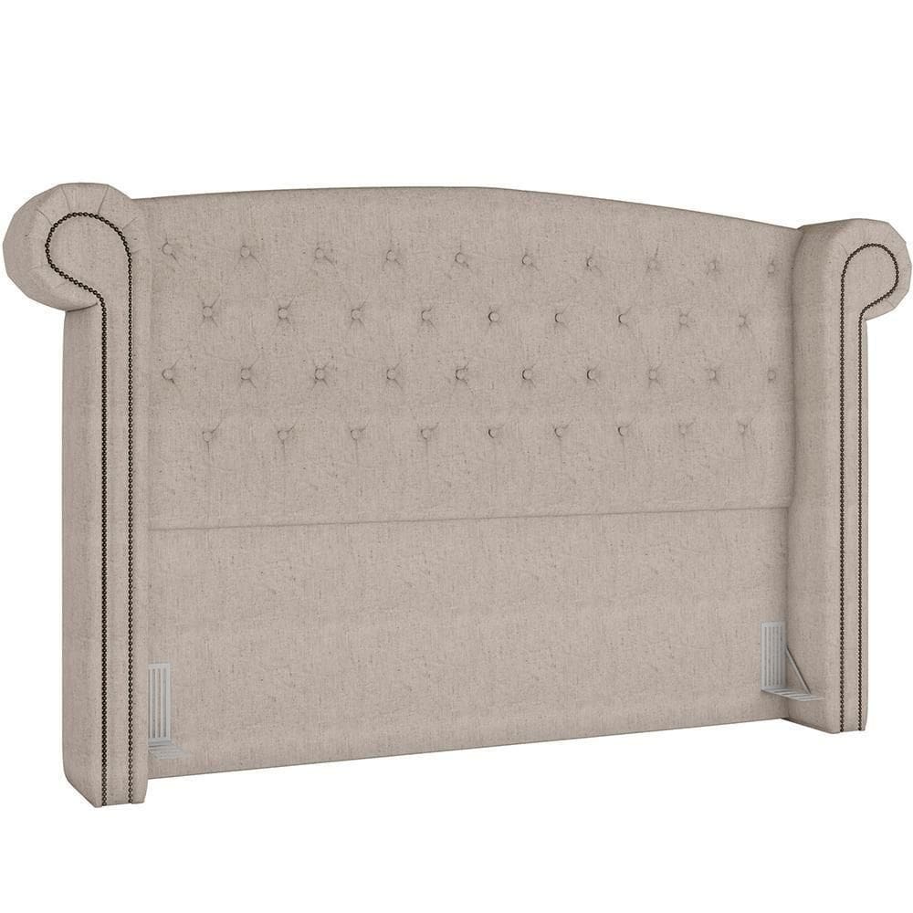 Cabeceira Cama Box Casal Com Tachas 140 Cm Sofia P05 Linho Cru