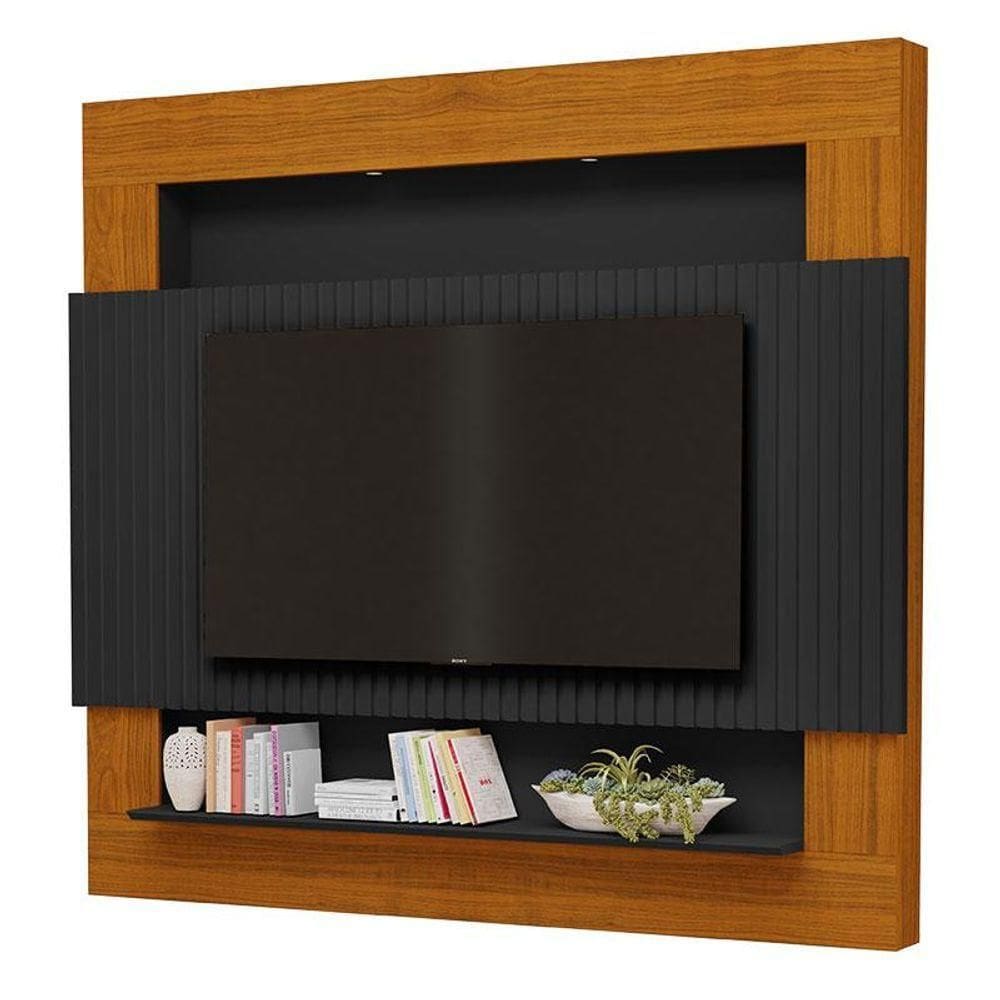 Painel Para Tv Riviera Ripado 2.1 Preto Freijó - Luapa