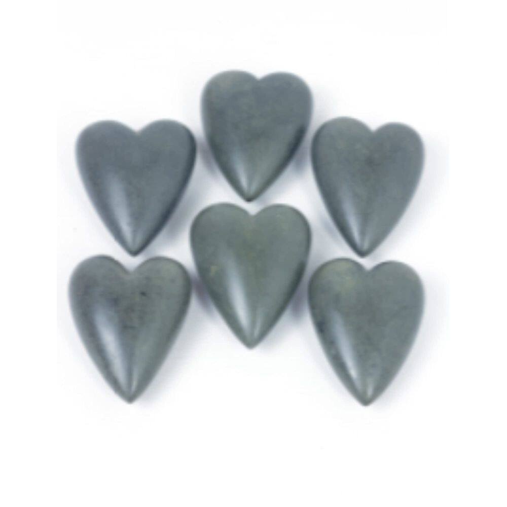 Conjunto de seis corações de pedra esculpidos à mão Kalalou Grey