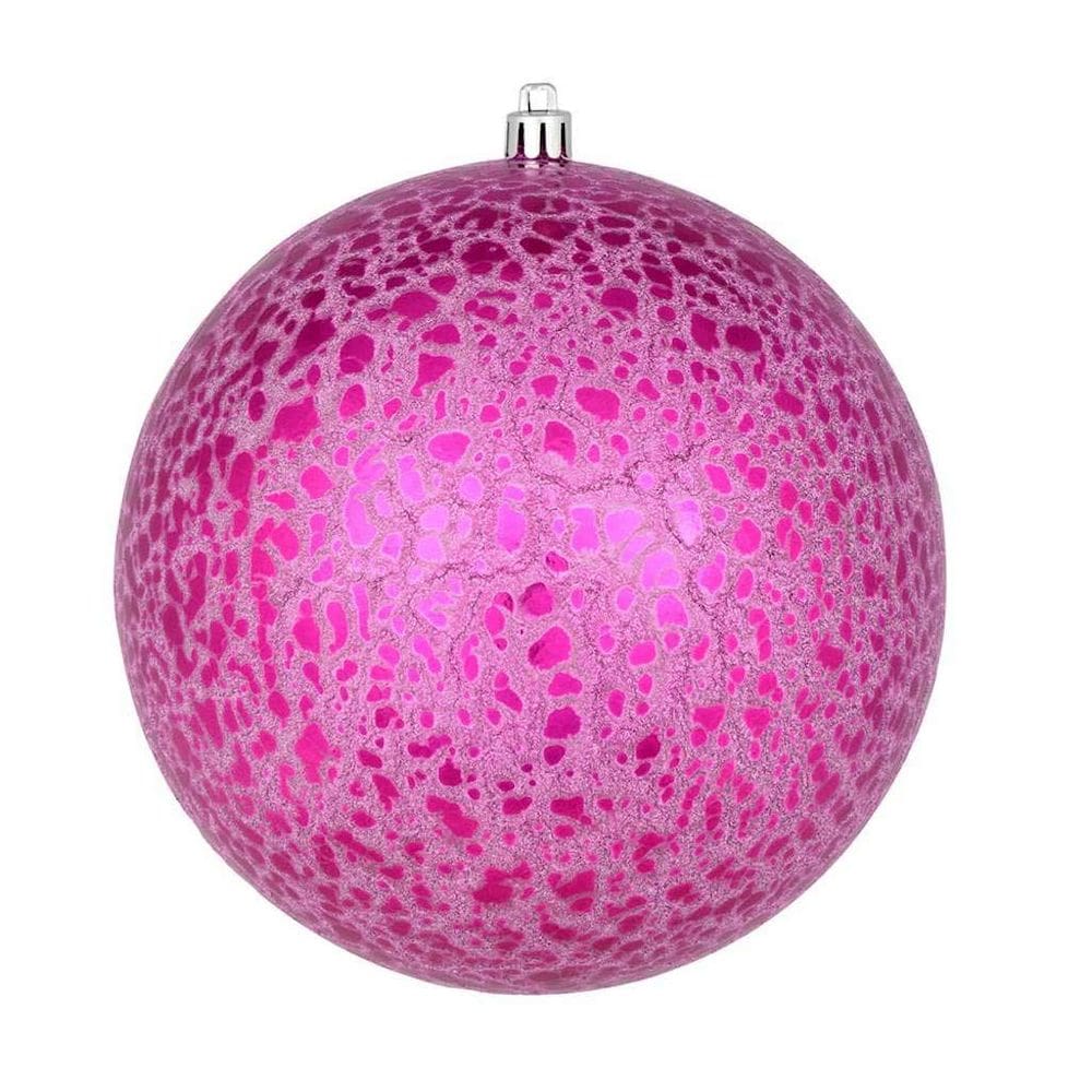 Enfeite de árvore de Natal Vickerman Fuchsia Crackle Ball, pacote com 4
