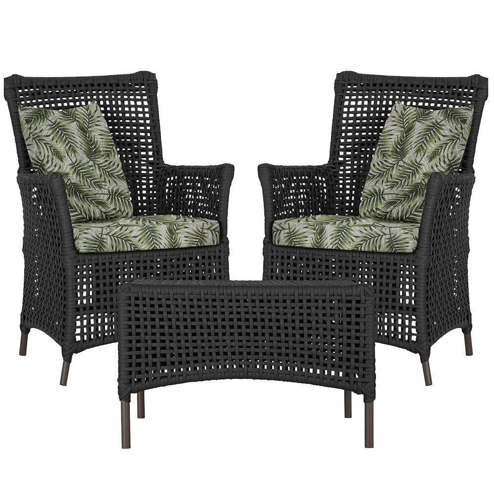 2 Poltronas E 1 Mesa Igapó Alumínio Marrom Corda Náutica E5 Preto