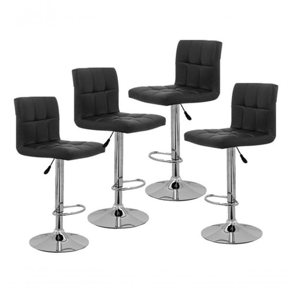 Kit 4 Banquetas Alta Cozinha Bar Balcão Bancada Americana Giratória Gomos Pu Preta