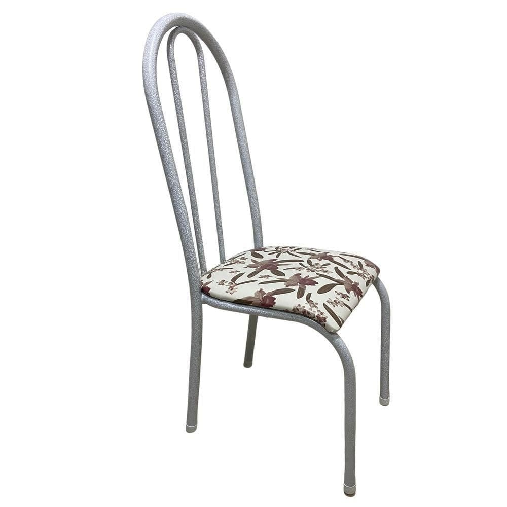 Kit 4 Cadeiras Sala Jantar Aço Tubolar Cozinha Courino Junco Cor Do Assento:bege-branco