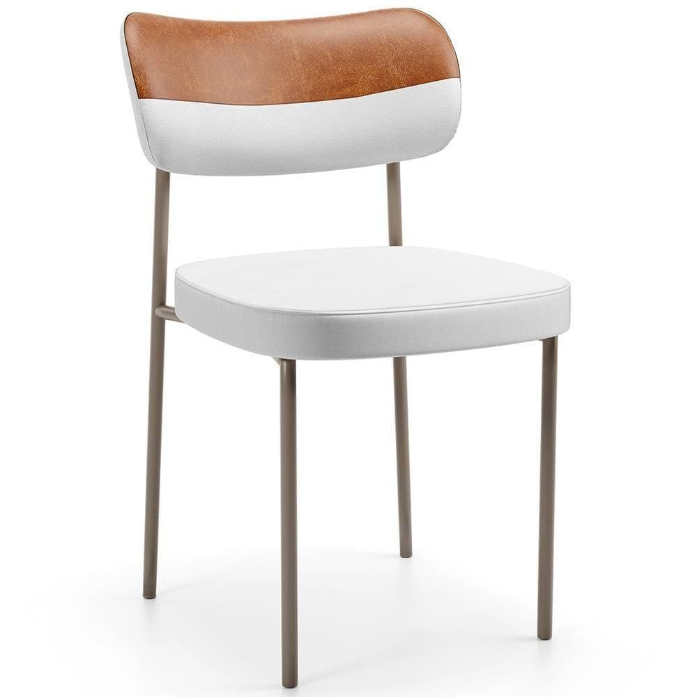 Cadeira Decorativa Para Sala De Jantar Melina Base Arena L02 Faixa Couríssimo Camel Facto Branco
